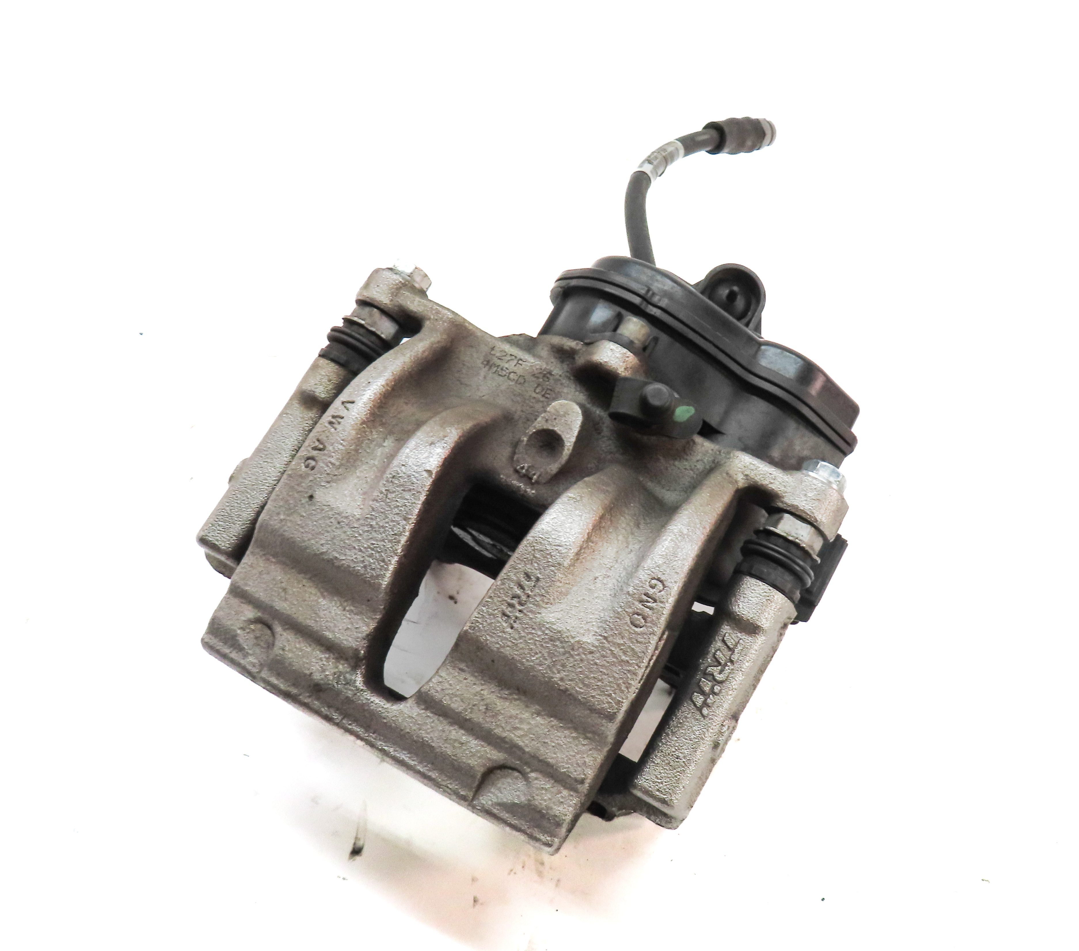 2017-2020 AUDI Q7 (4M) REAR LEFT DRIVER SIDE BRAKE CALIPER w/ ACTUATOR MOTOR — exact item pictured